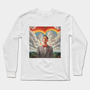 pee wee herman, clouds and rainbow, art Long Sleeve T-Shirt